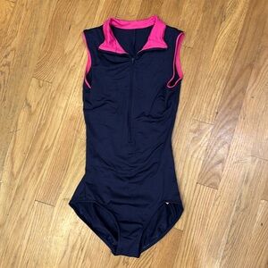Gaynor Minden Leotard, Women’s Small, Navy Blue and Pink
